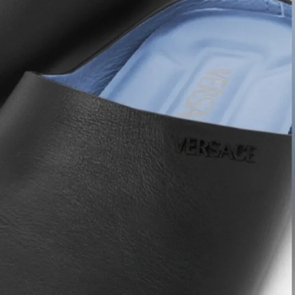 Versace Villa Black Slip-On Slippers/Slides - Picture 2 of 7